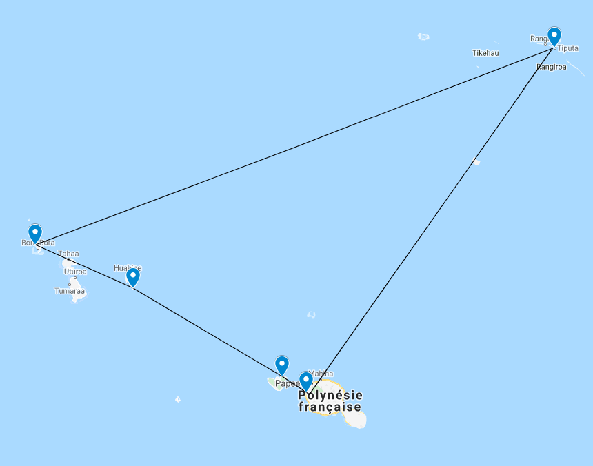 Itinéraire du voyage en Polynésie
